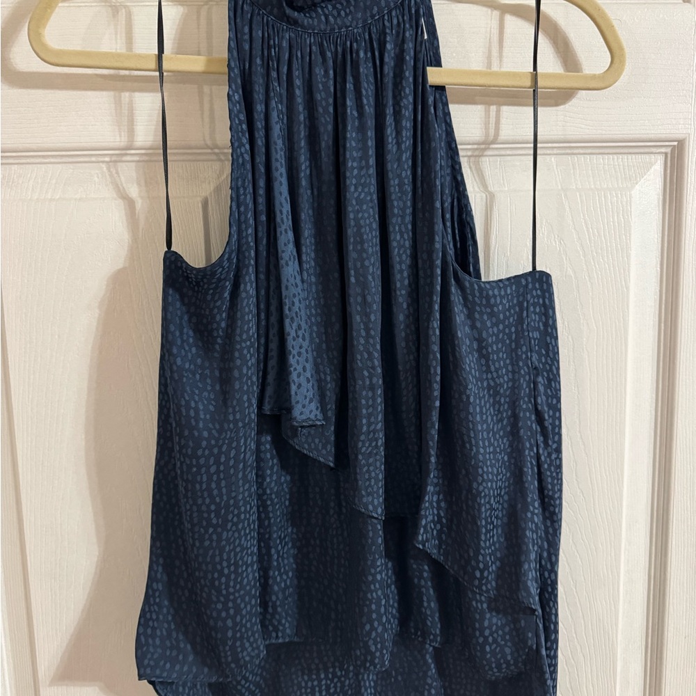 ANKA Sleeveless Blouse in Cerulean Jacquard Dot MISA